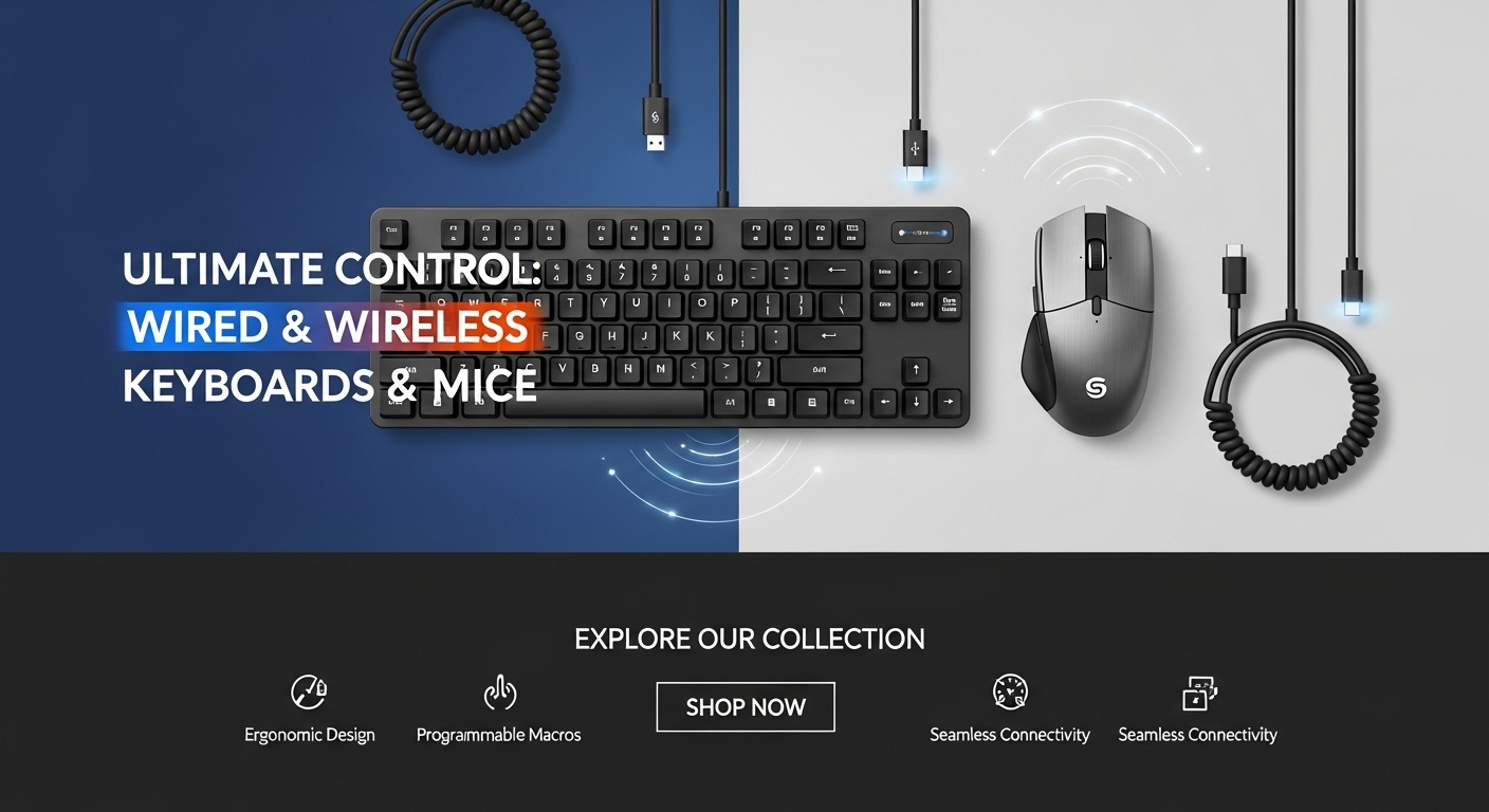 Wired and Wireless Mouse and Keyboards