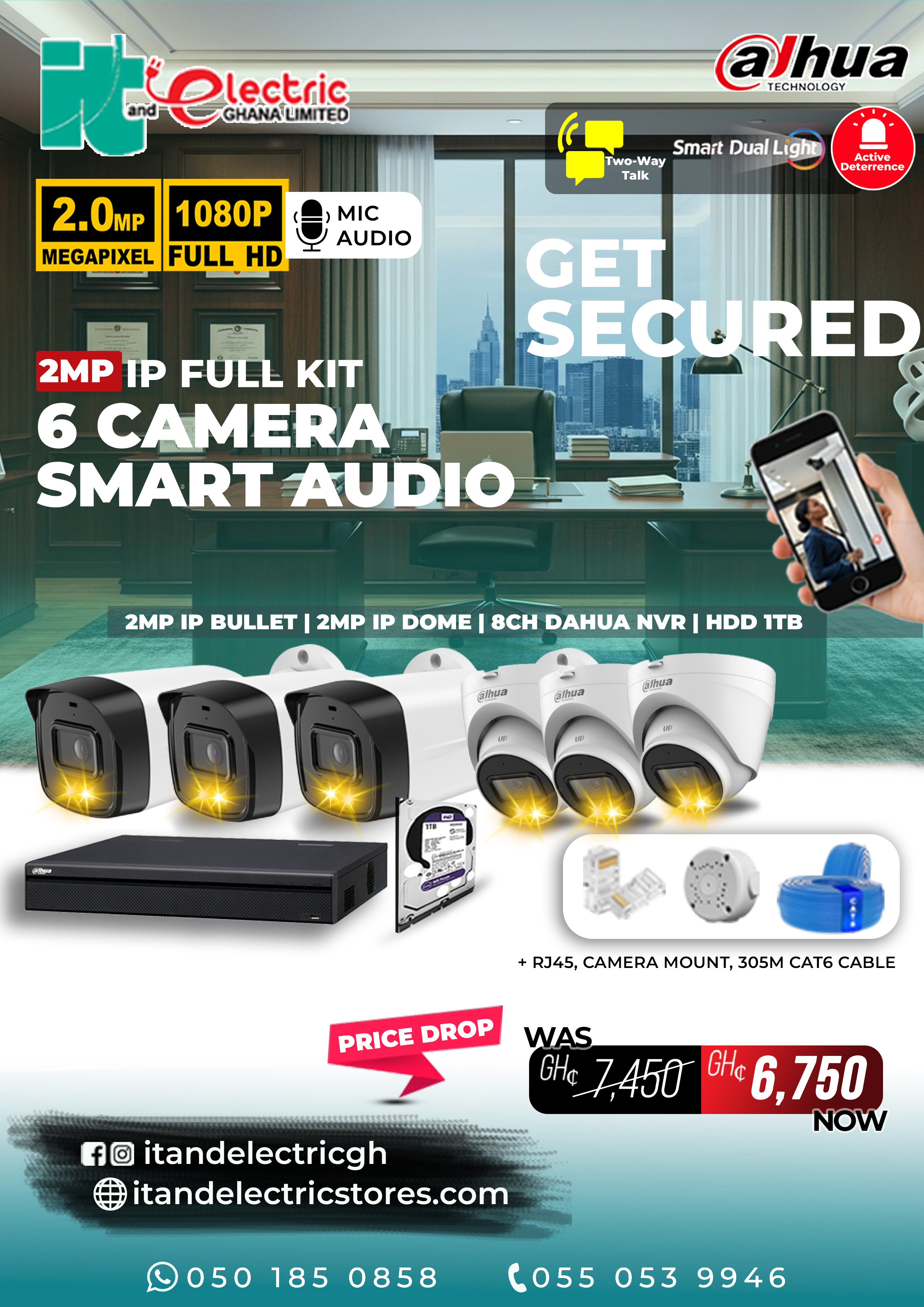 Dahua 2MP IP Full Kit (6 Camera)