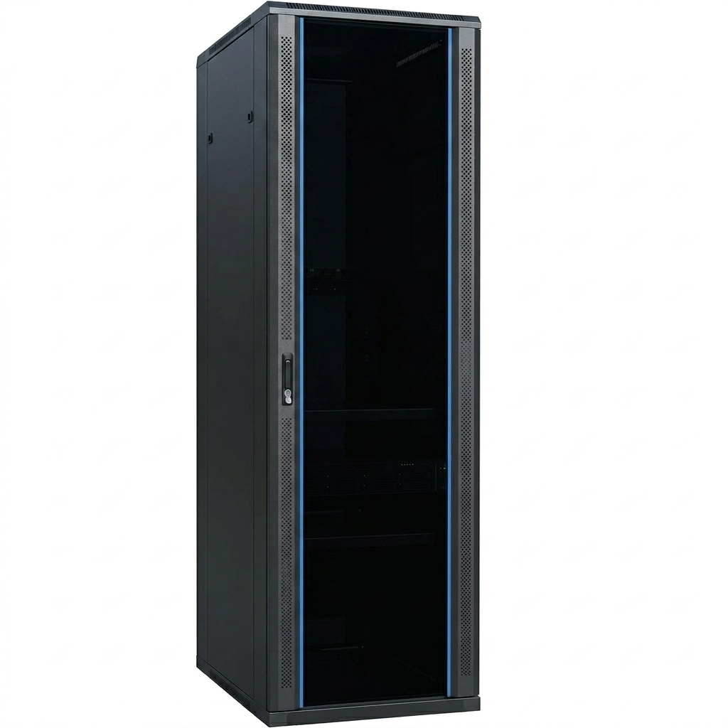 42U Cabinet [800*1000] Glass - with D-Ring Cable Manager and 6 Way PDU PLASTIC