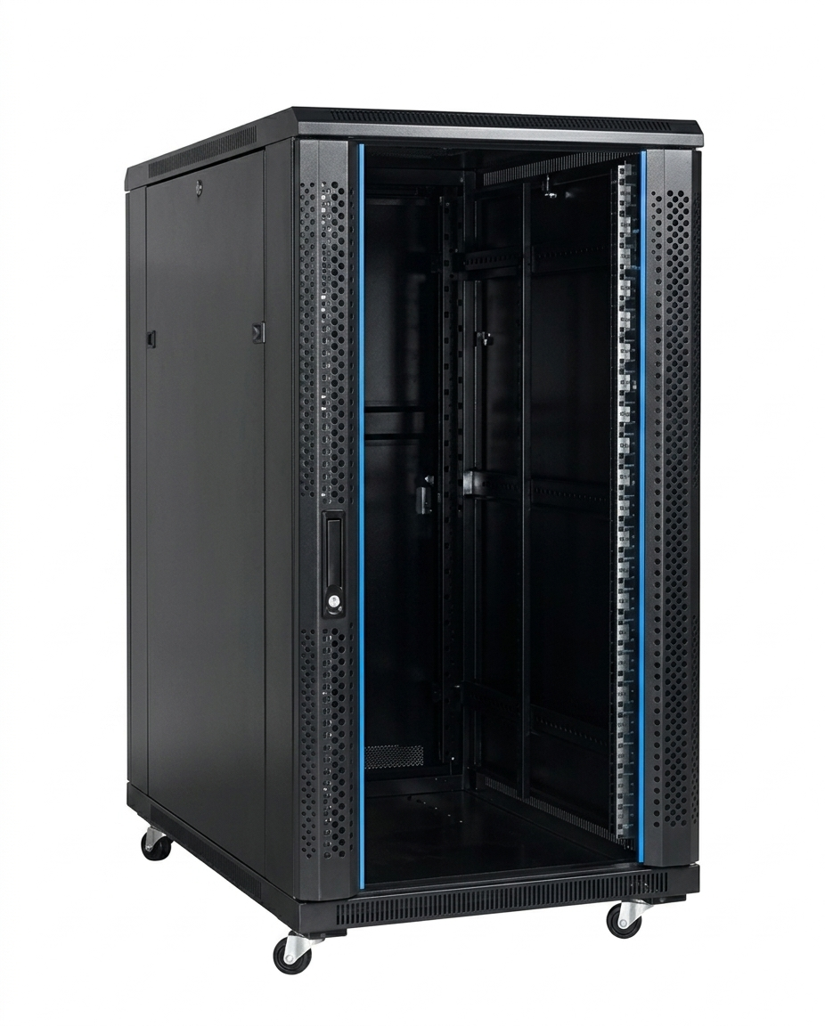 32U Cabinet [600*800] - with D-Ring Cable Manager and 6 Way PDU PLASTIC