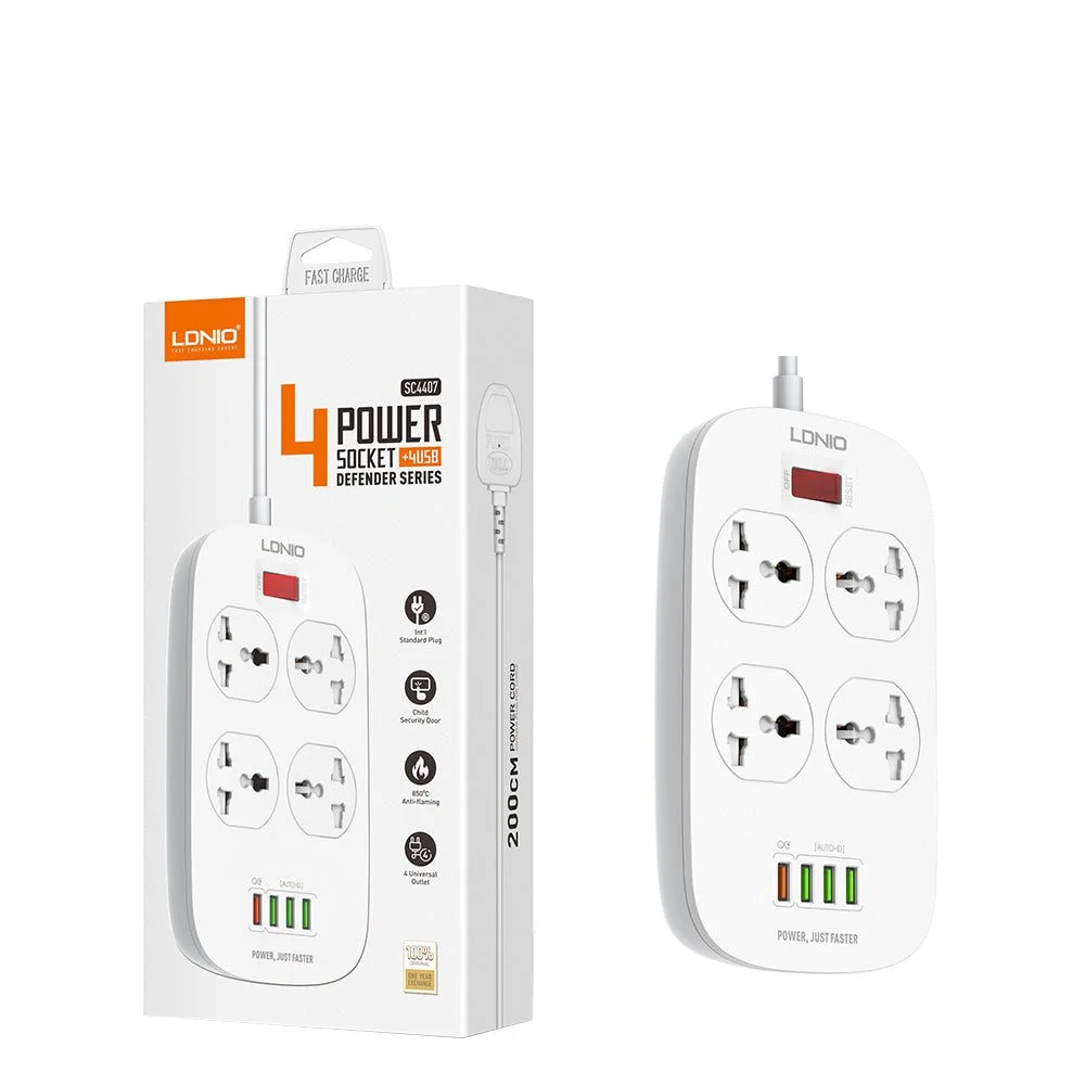 Ldnio 4 AC Outlets Universal Power Strip SC4407 - IT Electric Ghana