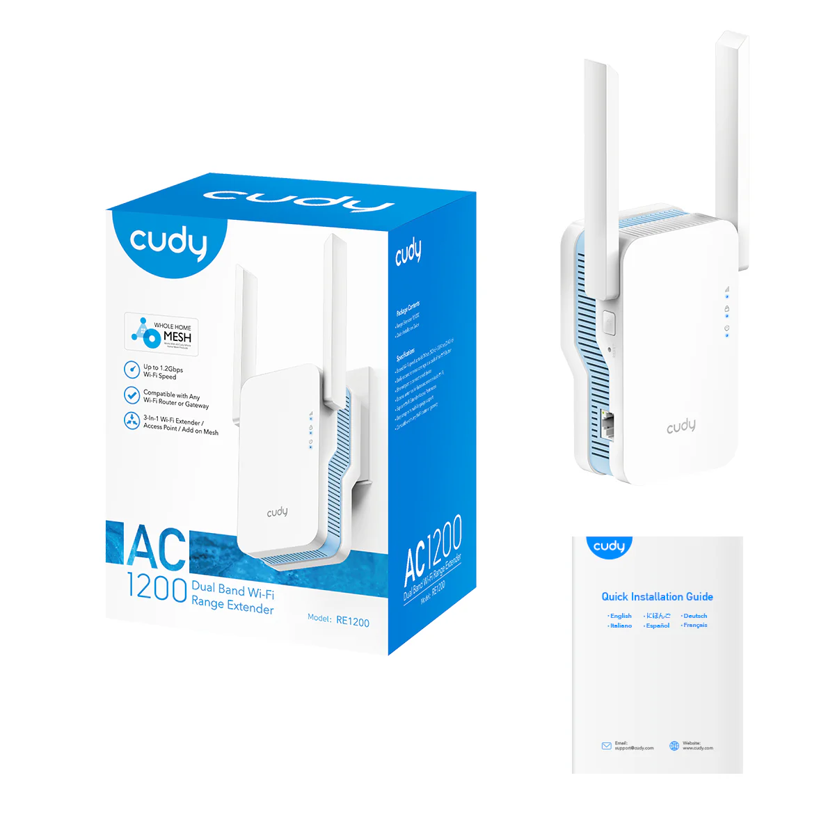Cudy AC1200 Wi-Fi Range Extender – RE1200 (White)