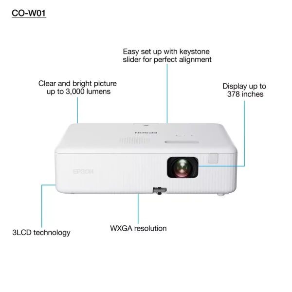 Epson Multimedia Projector C0-W01 - 3000 LUMENS - Image 4