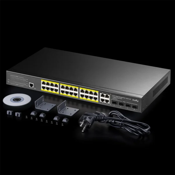 Cudy 24 Port Layer 2 Managed Gigabit PoE+ Switch with 4 Gigabit Combo Port 300W -  GS2028PS4 - Image 3