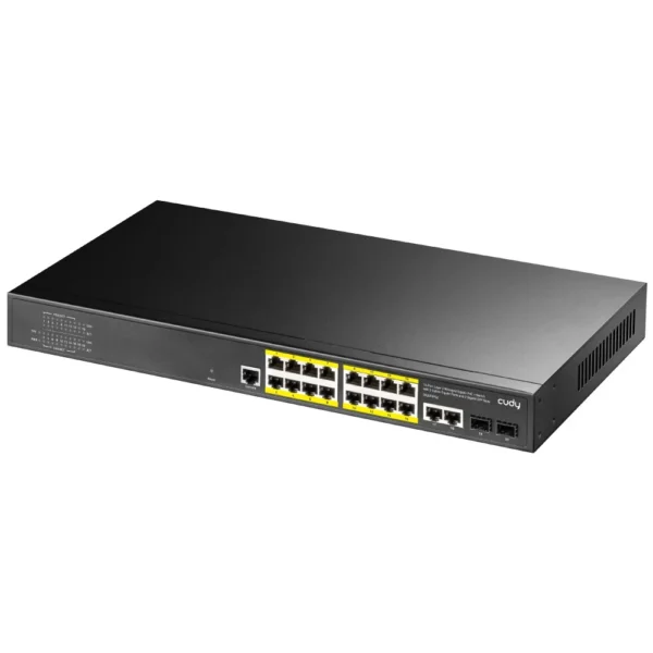 Cudy 16 Port Layer 2 Managed Gigabit  PoE+ Switch with 2 UpLink Gbe Ports & 2 SFP Port GS2018PS2-200W