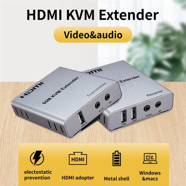 60M KVM HDMI Extender with Audio (Green Box) - Image 9