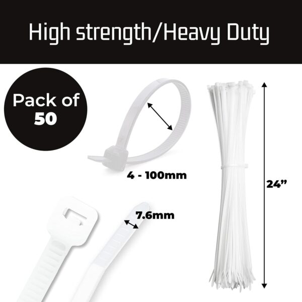 Cable Zip 28mm White pieces - Image 2