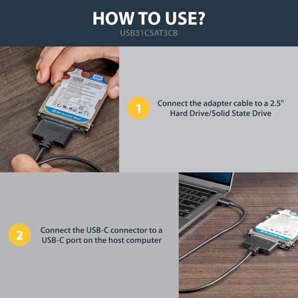 Type-C to Sata Cable upto 4TB (White Box) - for 2.5" and SSD - Image 4