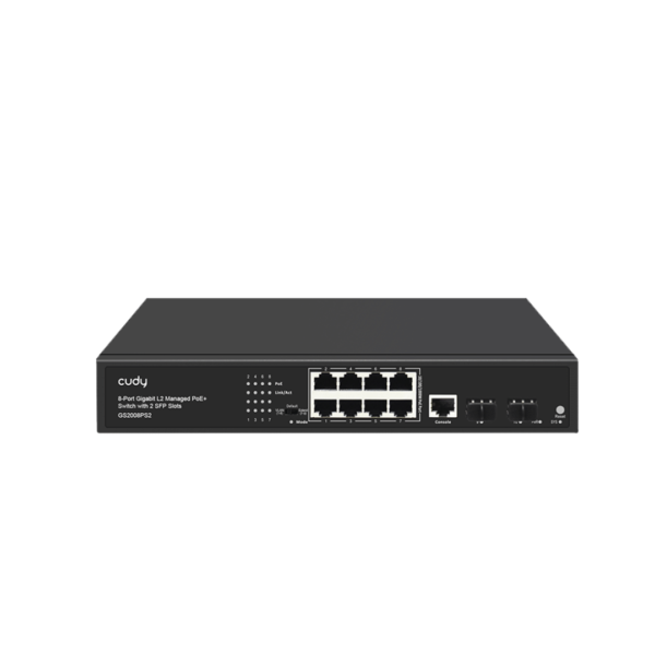 Cudy 8-port Layer 2 managed Gigabit PoE+ switch with 2 gigabit SFP Slots120W GS2008ps2