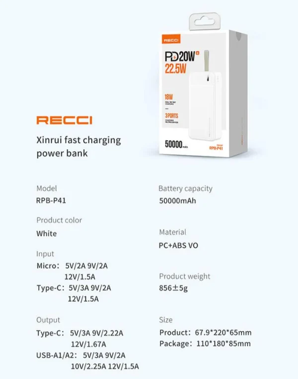 Recci Powerbank 50000mAh RPB-P41 - Image 4