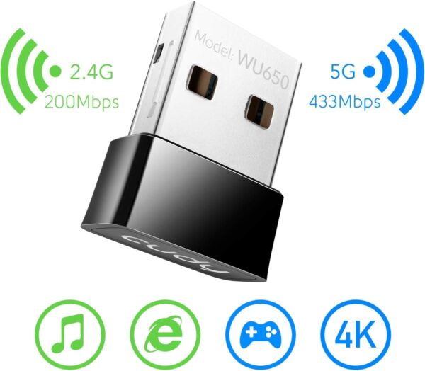 Cudy AC650 USB WiFi Adapter for PC, 5GHz/2.4GHz Wireless Dongle WU1300s - Image 8