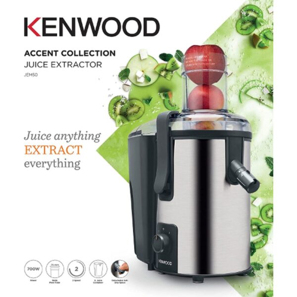 Kenwood Stainless Steel Juice Extractor, 700W, JEM50.000BS, Silver & Black, 700W - Image 3