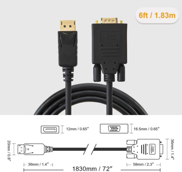 DP to VGA Cable 1.8m - Image 2