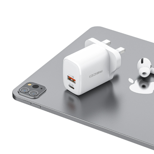 Recci 20W UK Charger Suit  RCK30UL - White - Image 2